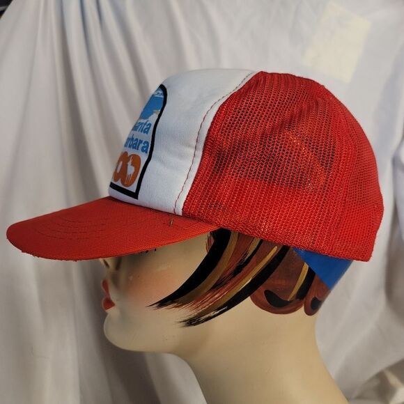 1980s retro Santa Barbara Zoo red/green mesh Trucker cap by Triangle Headwear - Picture 3 of 7